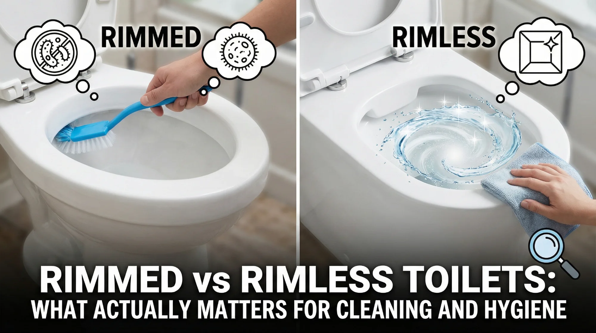 Rimmed vs rimless toilets: what actually matters for cleaning and hygiene